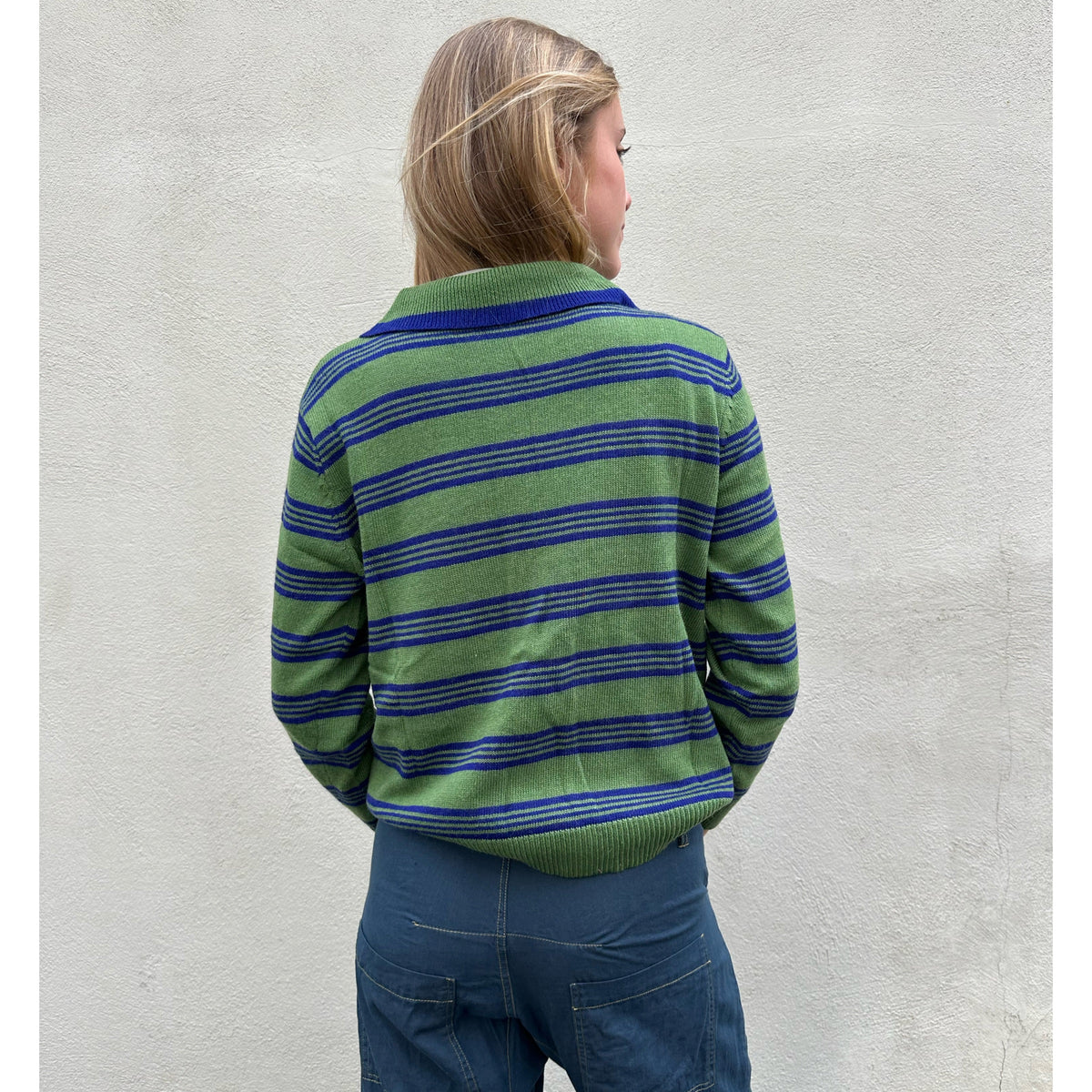 Stripe Collared Knit Green/Navy