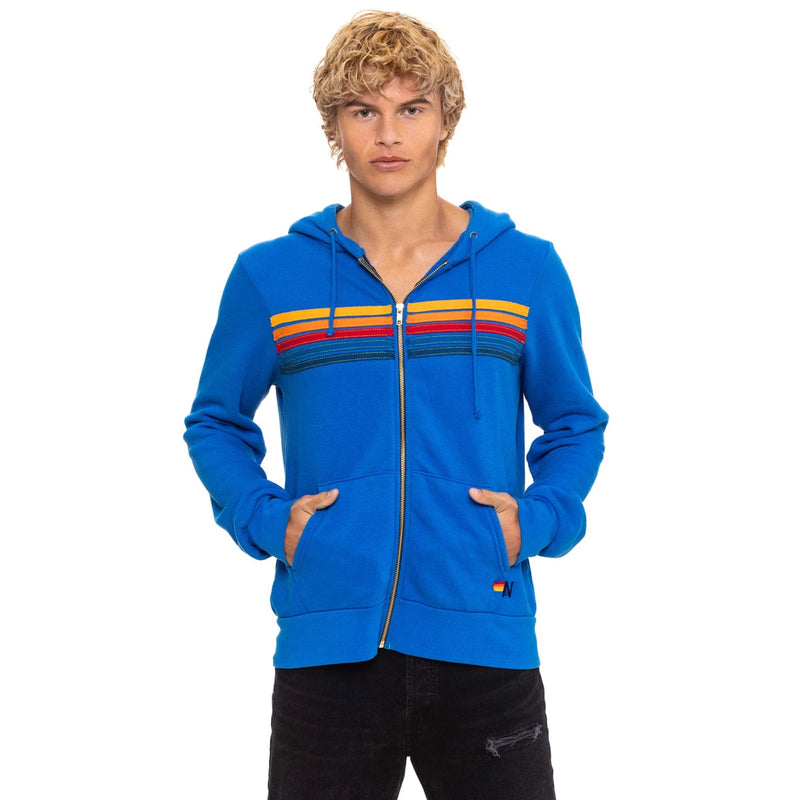 5 Stripe Zip Up Hoodie Adventure Blue