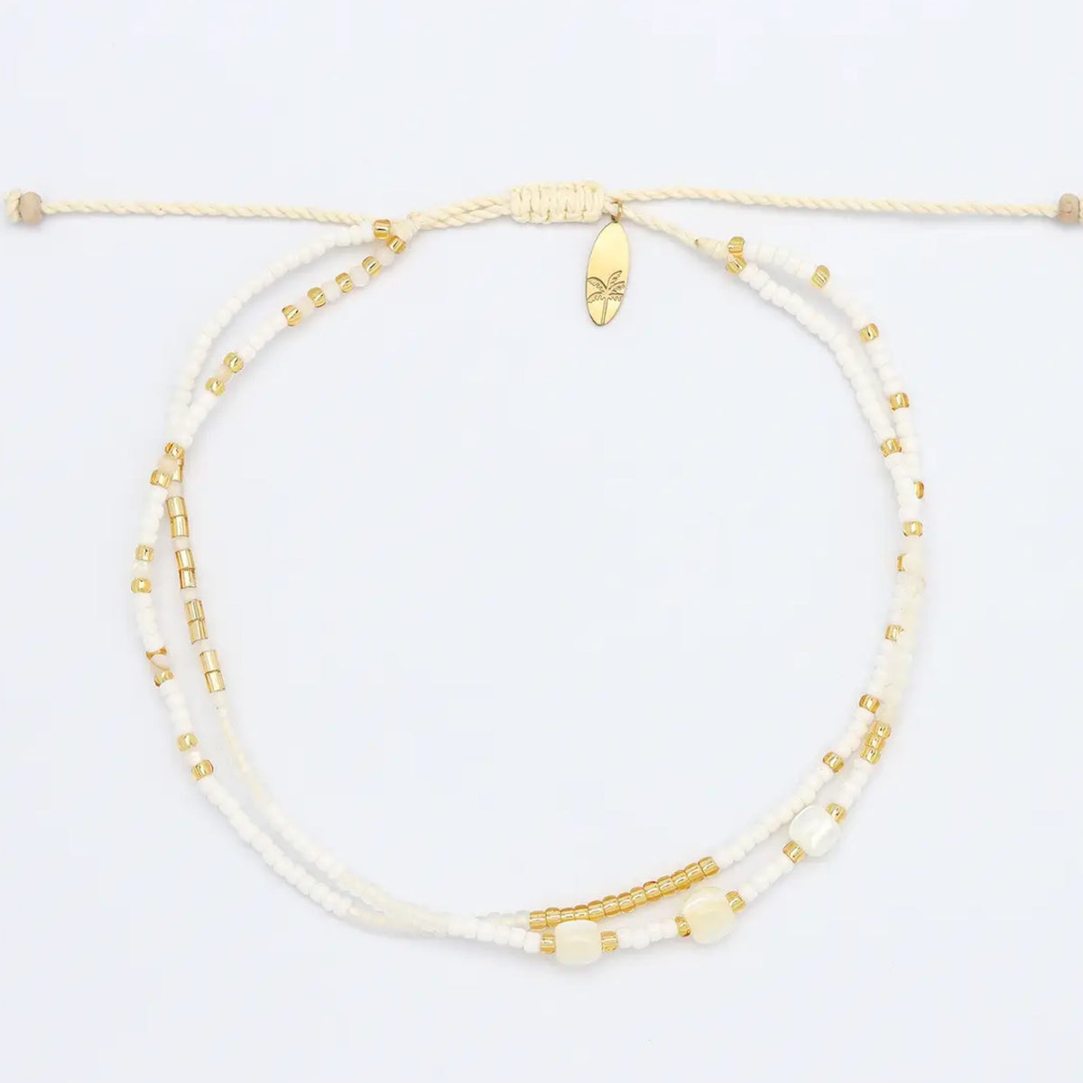 Golden Hour Beaded Surf Bracelet White & Gold