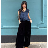 *NEW* Johanna Velvet Baggy Cuffed Pants Navy