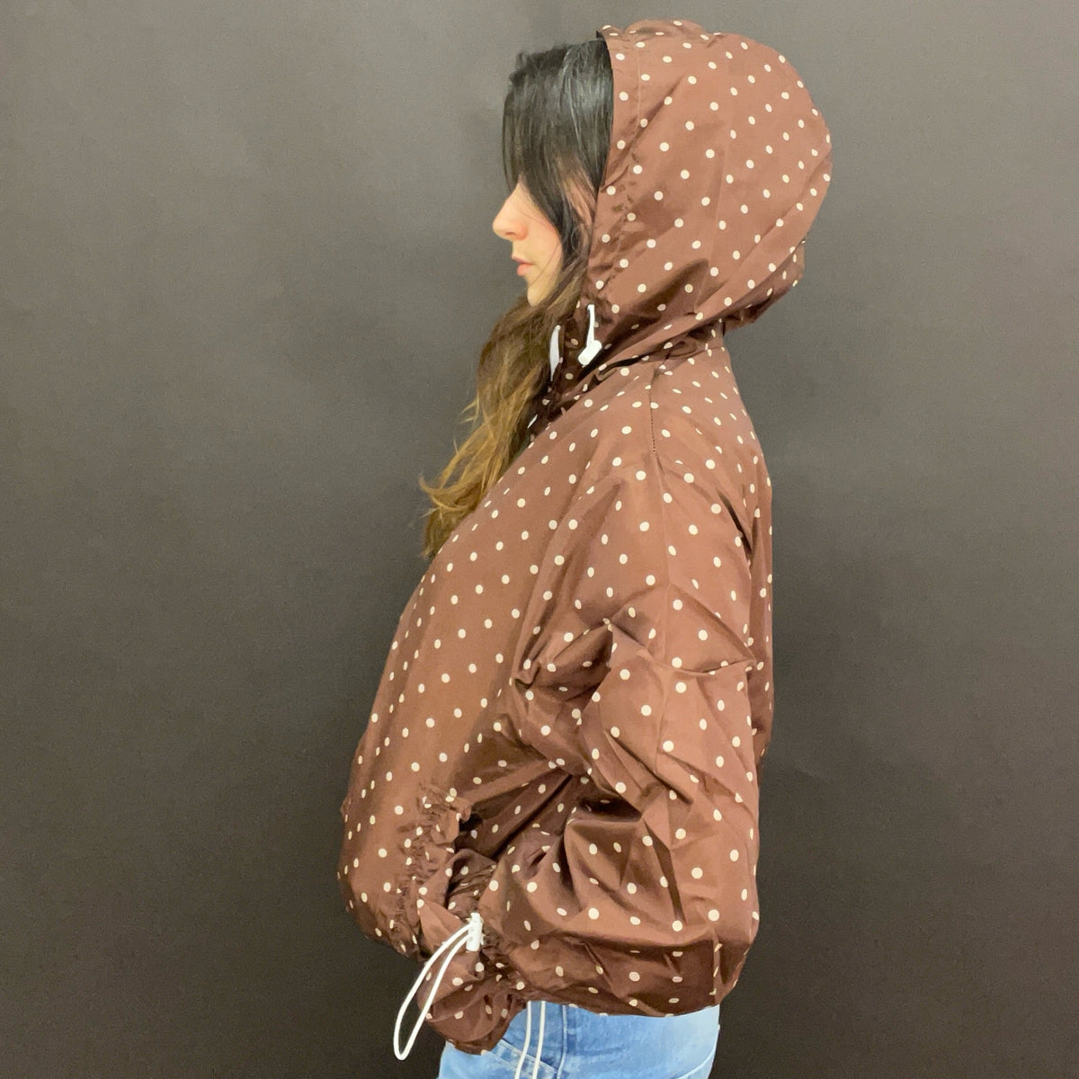 Ginny & Me Flared Windbreaker Espresso Check