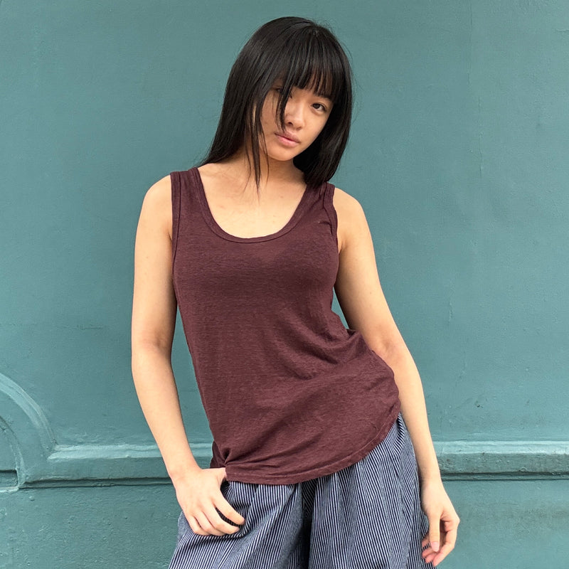 *NEW STYLE* Linen Vest Aubergine