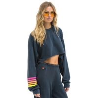*NEW STYLE* Aviator Nation Cropped Crew Charcoal/Neon