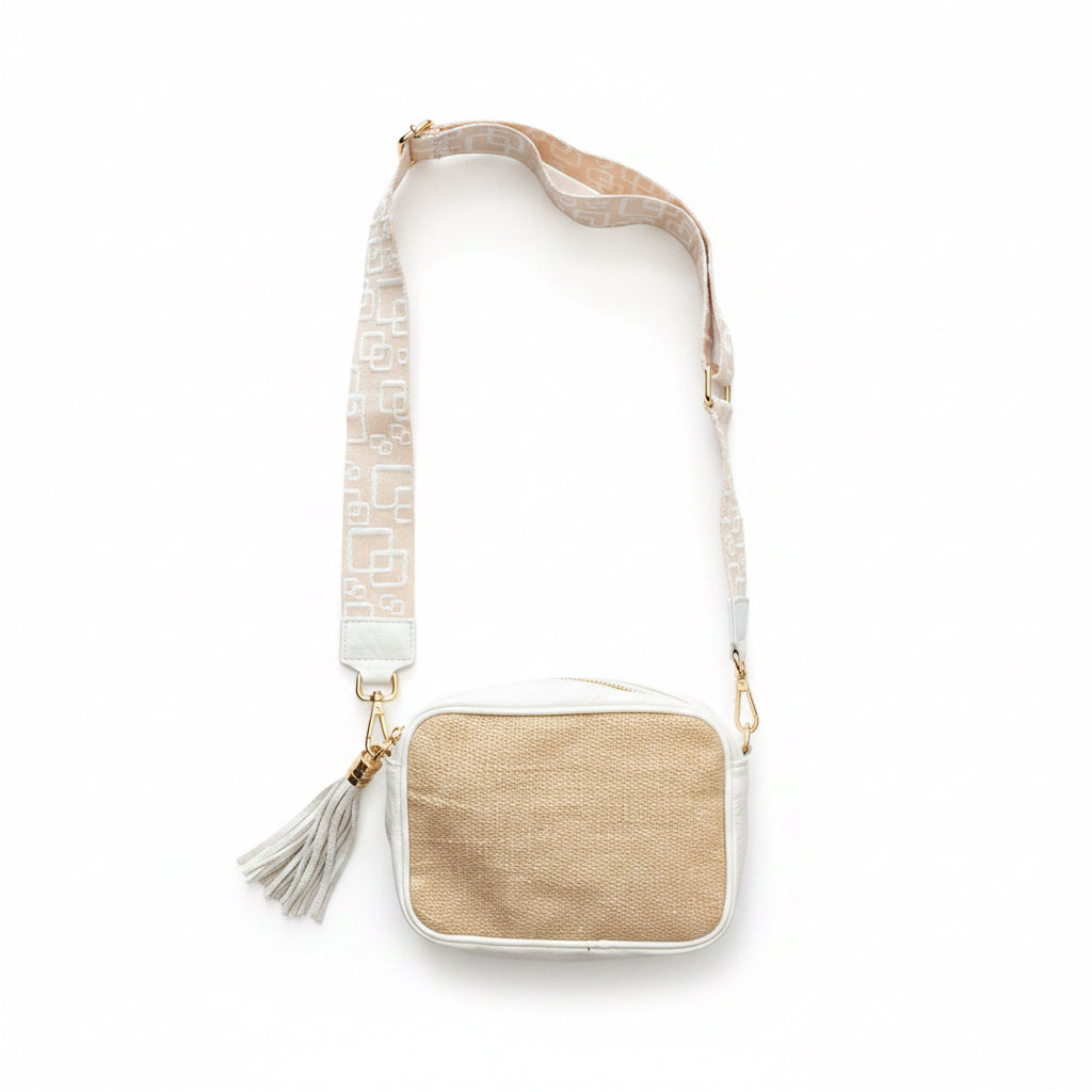 Marlon- White Woven Tassel Bag