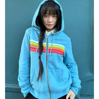 *NEW COLOUR* 5 Stripe Zip Hoodie Aquamarine