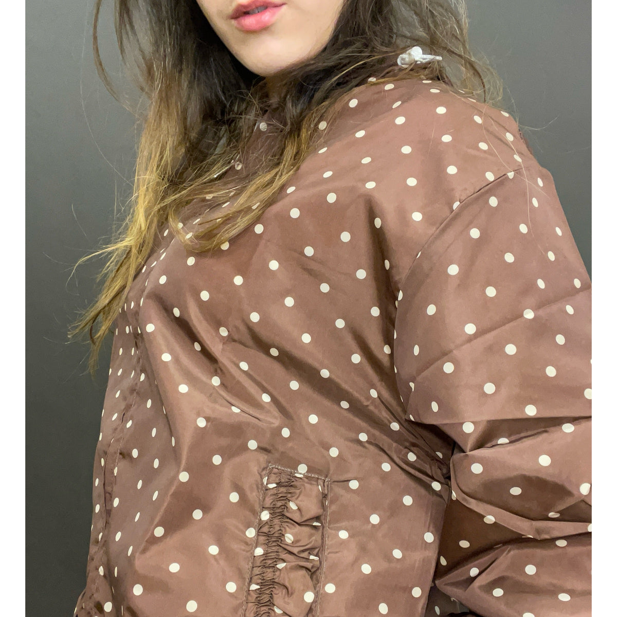 Ginny & Me Flared Windbreaker Espresso Check