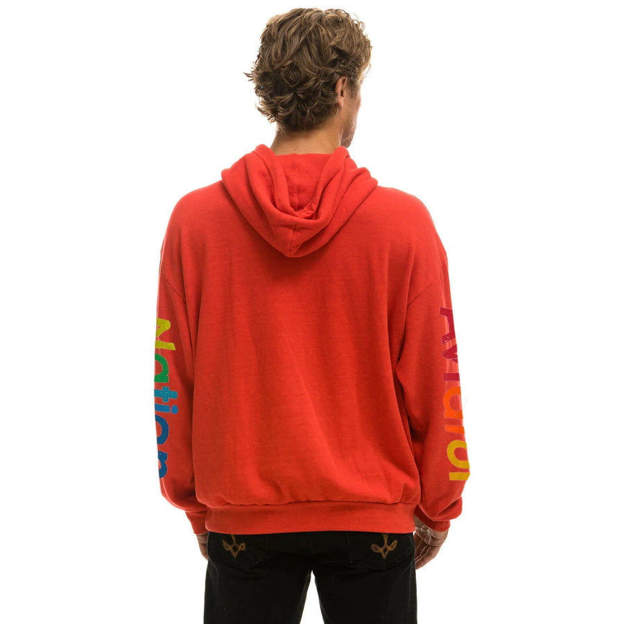 Aviator Nation Pullover Hoodie Relaxed Red NEW