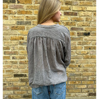Soft Ruffle V Neck Shirt Grey