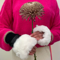 *NEW* Faux Fur White Fingerless Gloves