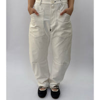 *SS26!* Topstitched Barrel Off White