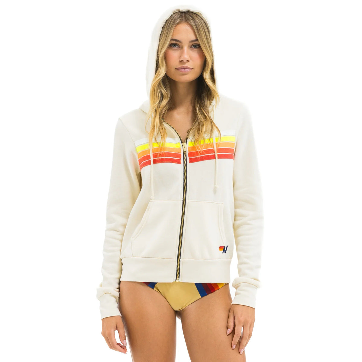 *NEW COLOUR* 5 Stripe Zip Up Vintage White/White Neon