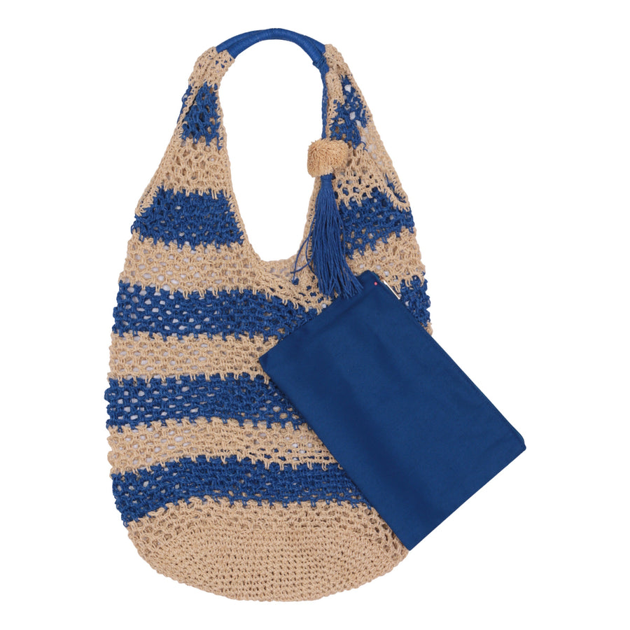 Alex Max Striped woven blue slouch bag