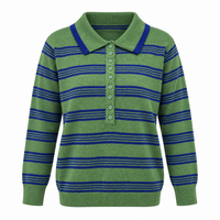 Stripe Collared Knit Green/Navy