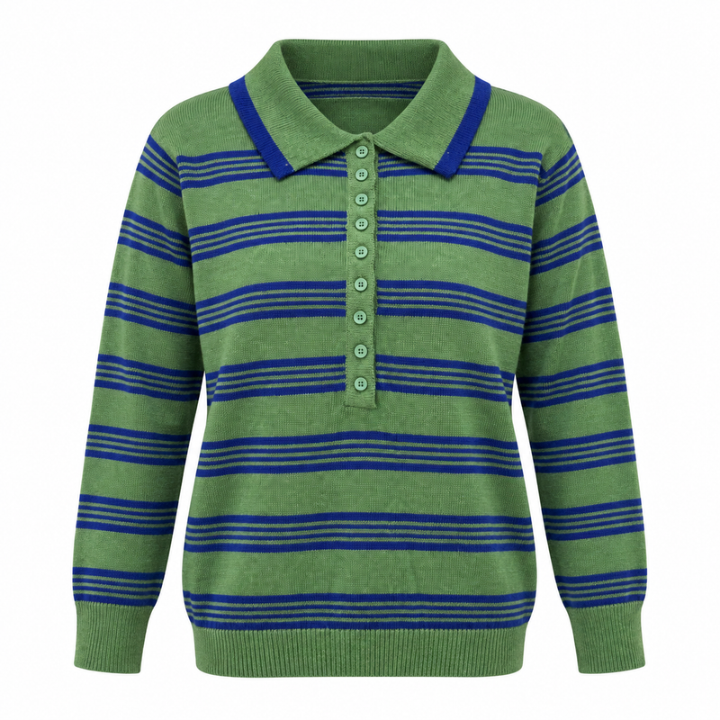 Stripe Collared Knit Green/Navy