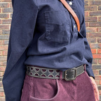 *NEW* Post & Co  Leather Studded Cut Out Belt Seppia