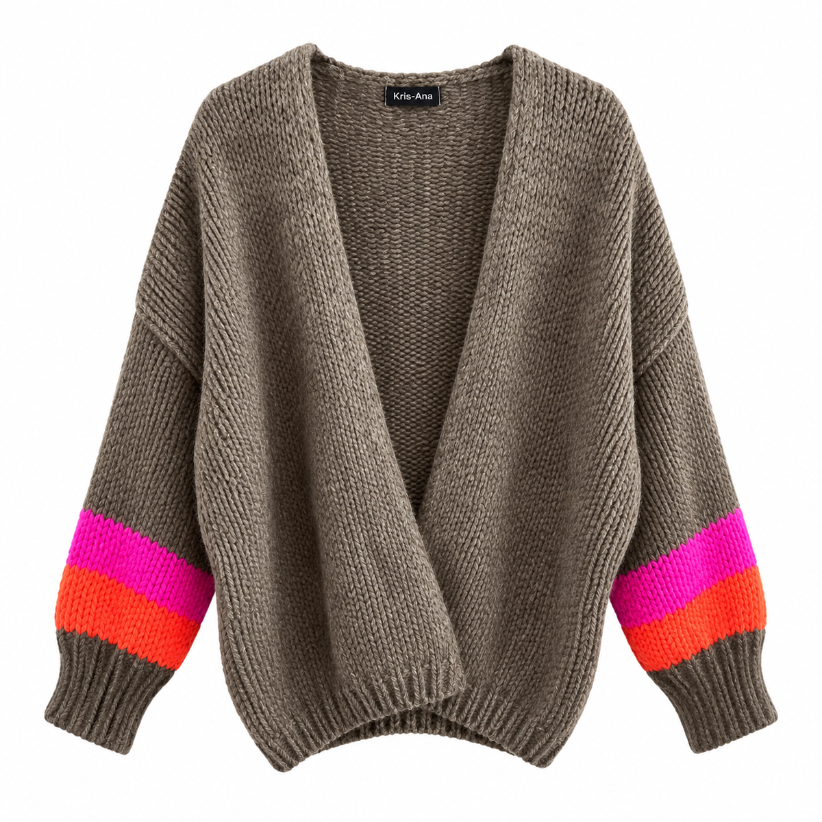 Khaki Stripe Sleeve Cardi