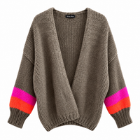 Khaki Stripe Sleeve Cardi