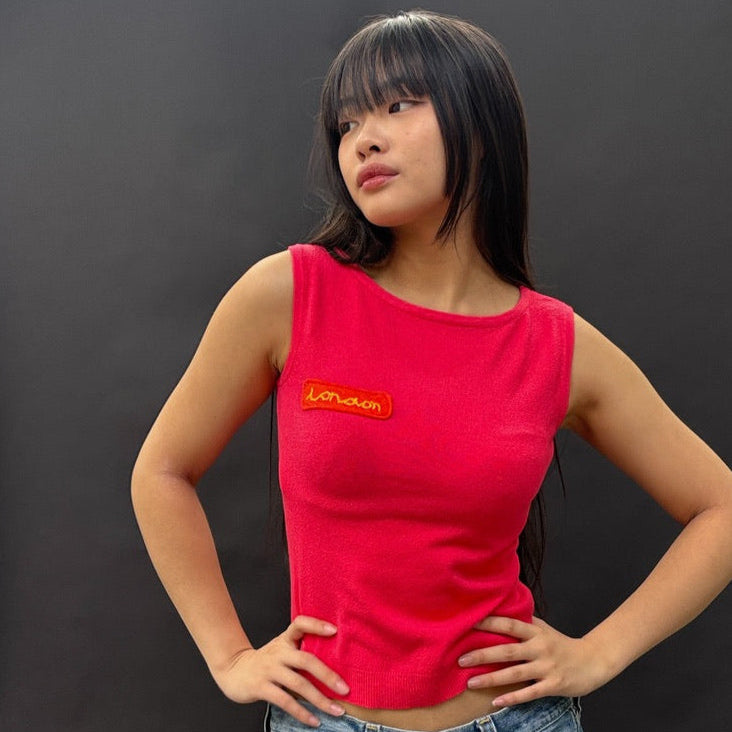 Useless Fuchsia 'London' Patch Sleeveless Top in Yellow