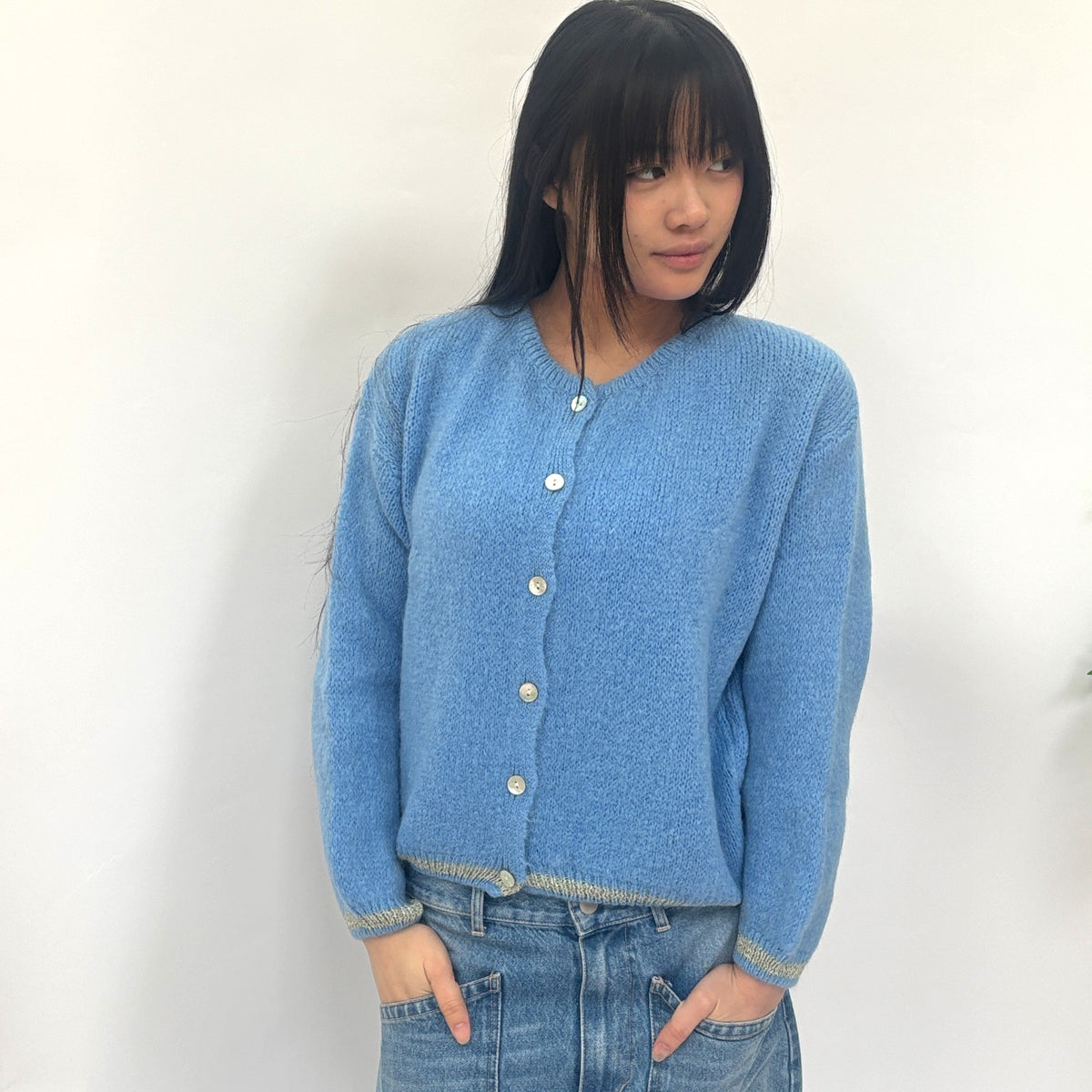 *NEW STYLE* Denim Button-up Round Neck Cardi