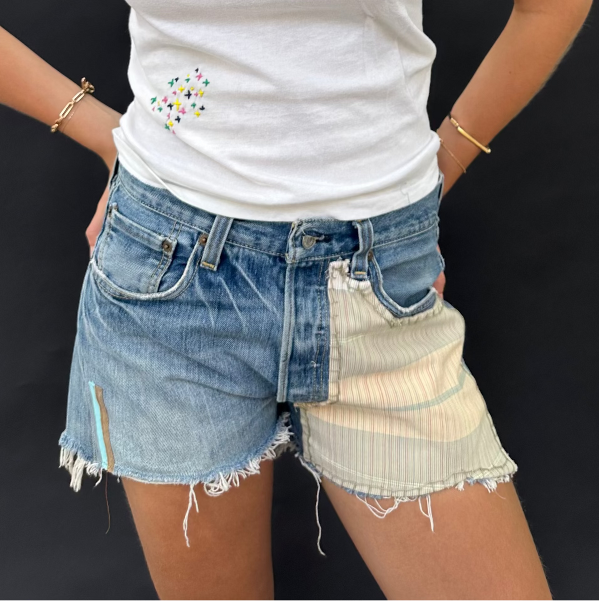 Useless Patched Leg Levi's Cut-Offs