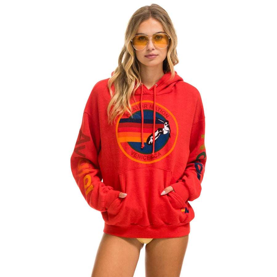 Aviator Nation Pullover Hoodie Relaxed Red NEW