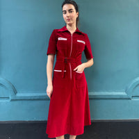 *NEW* Velvet Shirt Dress Ruby