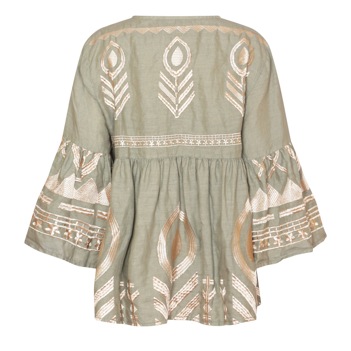 Kori Greek Archaic Feather Tunic Tea/Gold