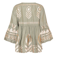 Kori Greek Archaic Feather Tunic Tea/Gold