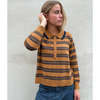 Stripe Collared Knit Dijon/Navy