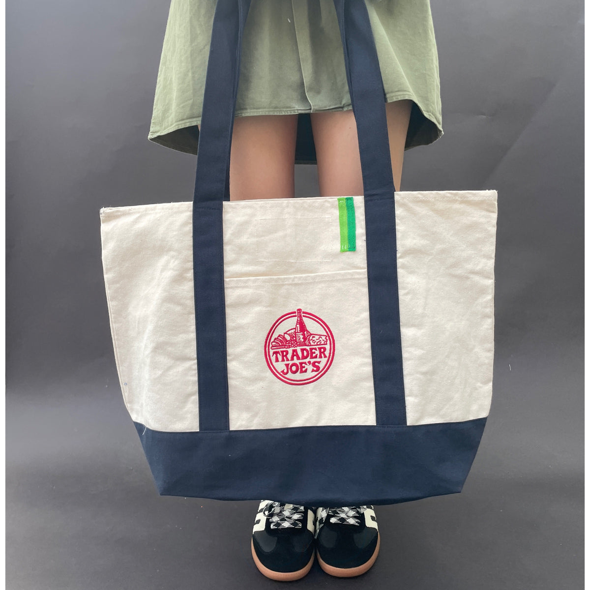 Vintage-Patched Trader Joes Tote L