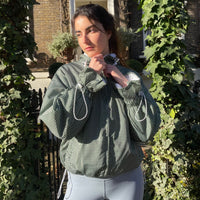 Ginny & Me Flared Windbreaker Olive Check