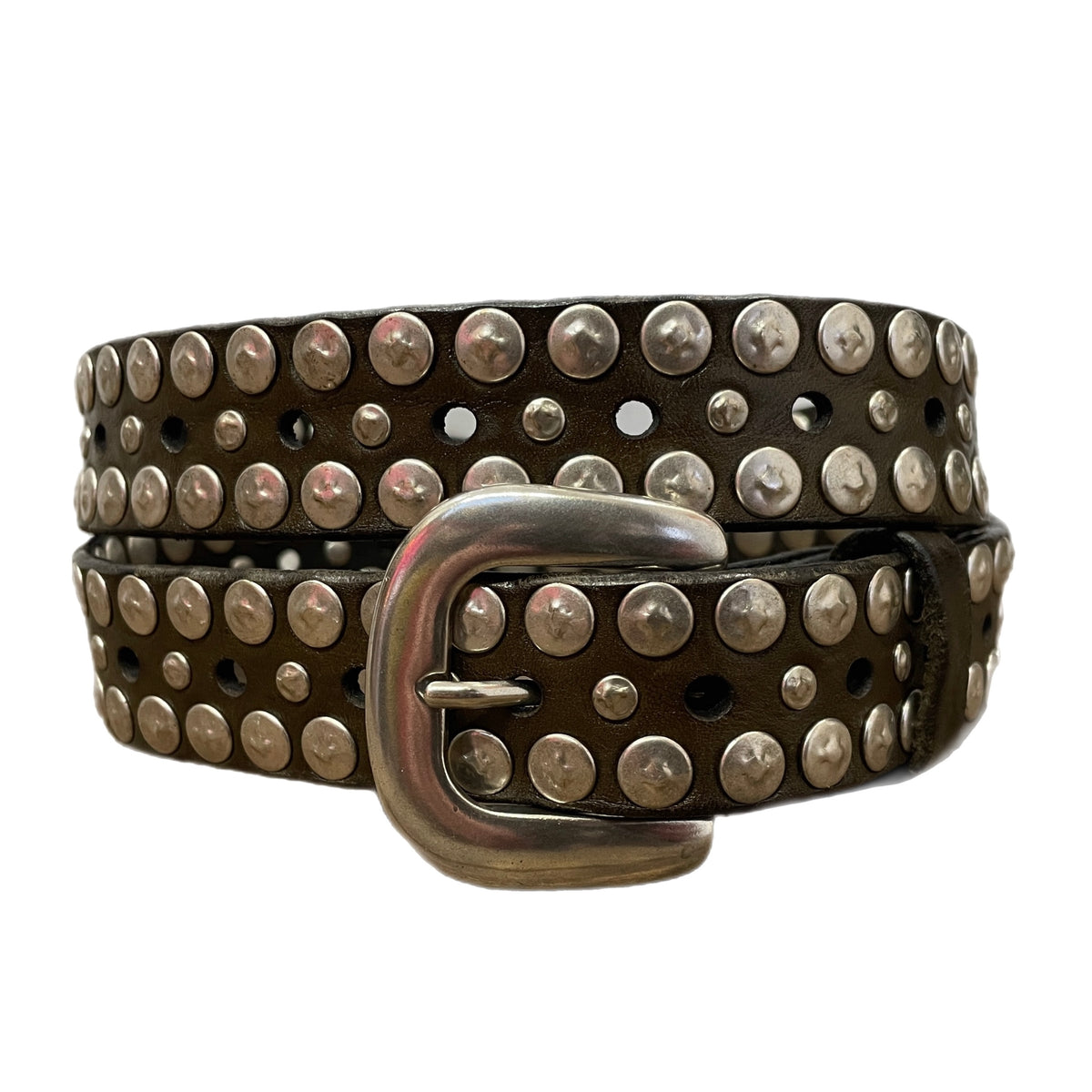 *NEW* Campomaggi Dark Brown Silver Studded Belt