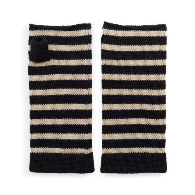 Breton Cashmere Wrist Warmers Black/Camel