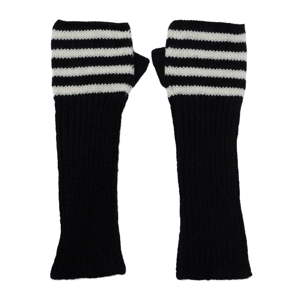 *NEW* Breton Cashmere Loose Rib Wrist Warmers Black & Off White