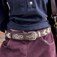 *NEW* Post & Co embroidered Suede Belt Coffee
