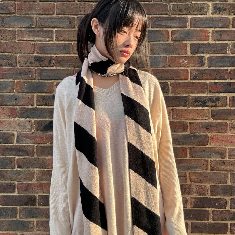 *NEW* Skinny Cashmere Scarf Camel Stripe