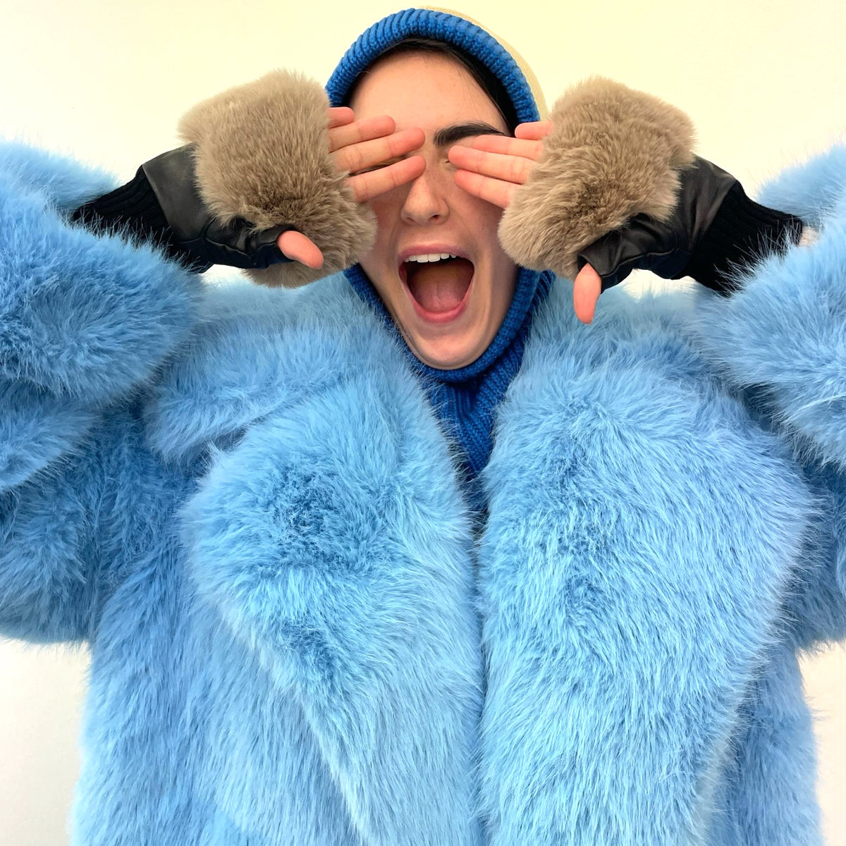 *NEW*Jayley Faux Fur Brown Fingerless Gloves