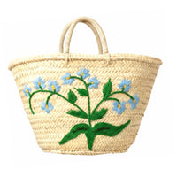 Blue Floral Embroidered Market Basket