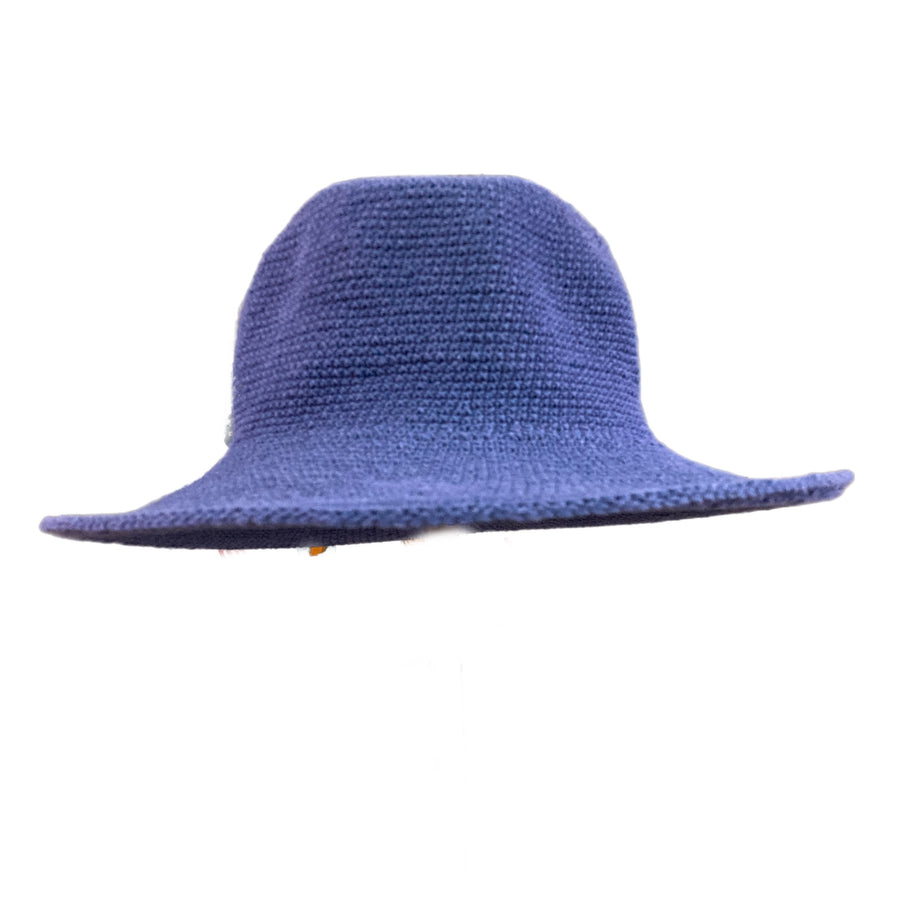 Pure Yellow Cotton Hat Denim Blue