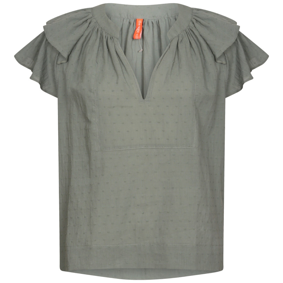 BACK IN STOCK. The West Village Puff Top Khaki