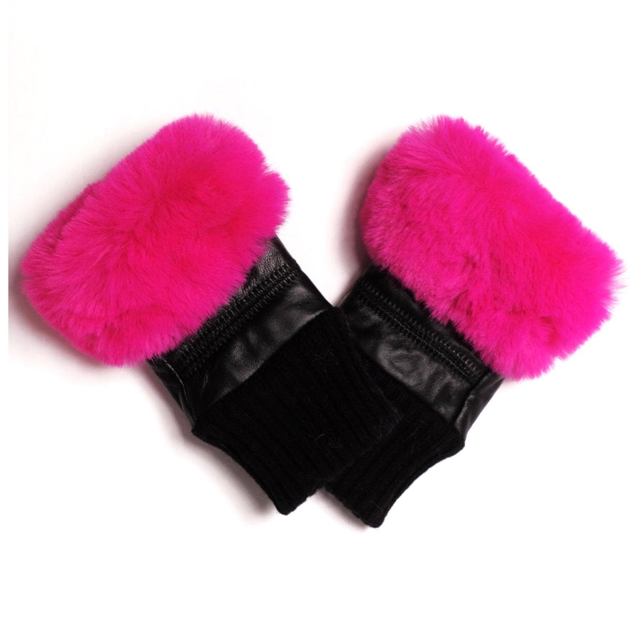 Jayley Faux Fur Fuschia Fingerless Gloves