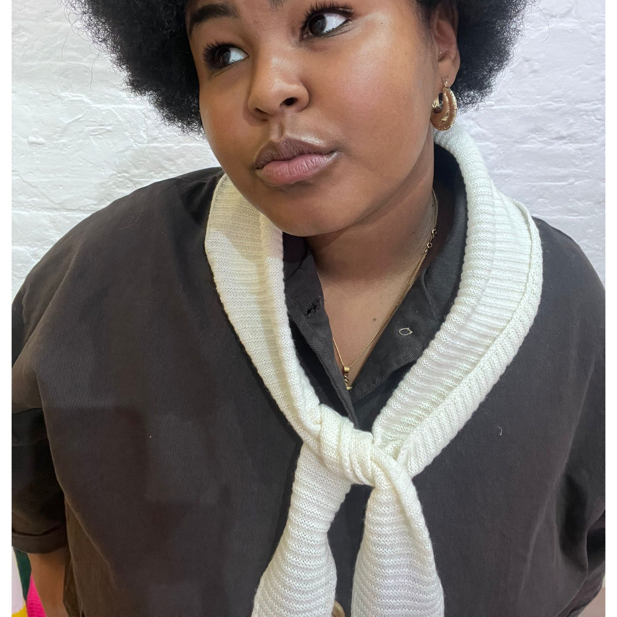 *NEW* Cashmere Diamond Skinny Scarf Cream