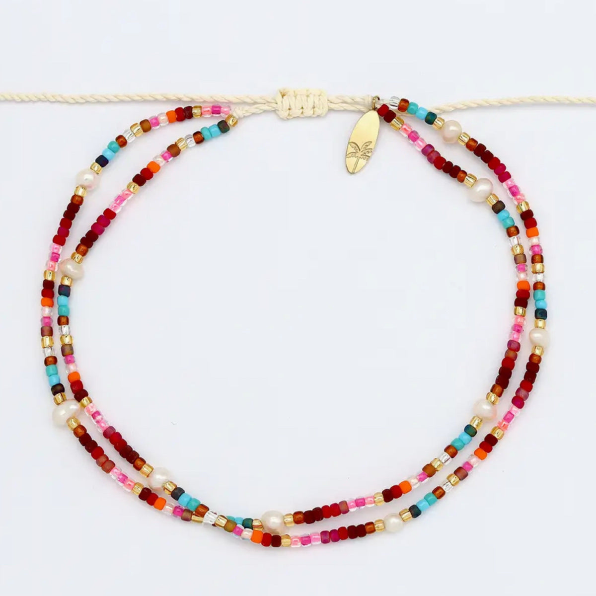 Golden Hour Beaded Surf Anklet Deep Sunset