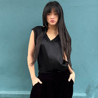 *NEW* Johanna V Neck Shell Top Black