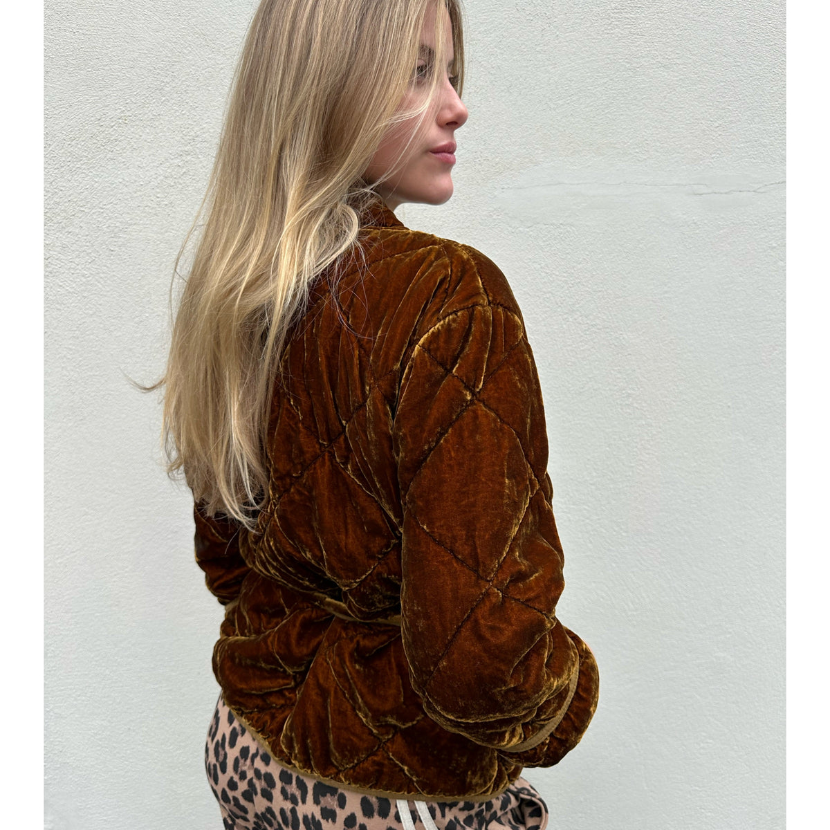 Quilted Velvet Jacket Dark Gold