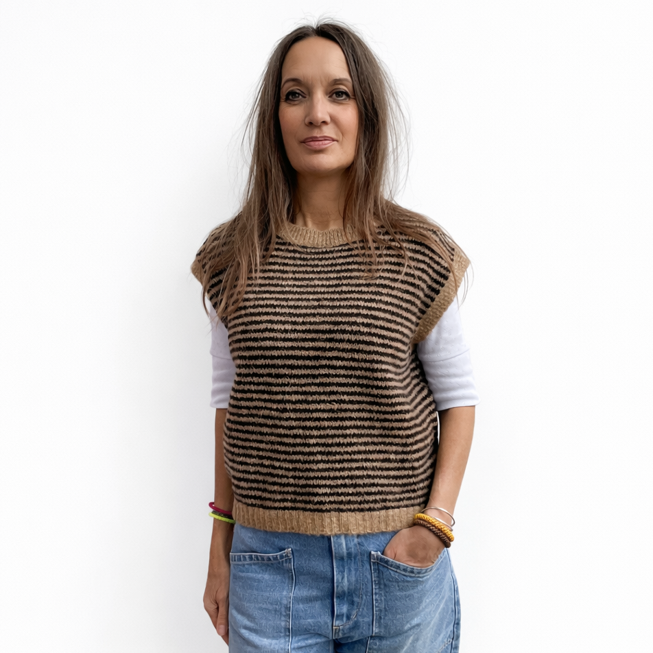 Brown Stripe Knitted Vest