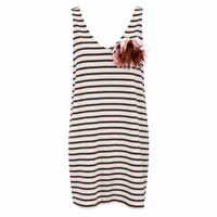 Striped Dress with Floral Brooch