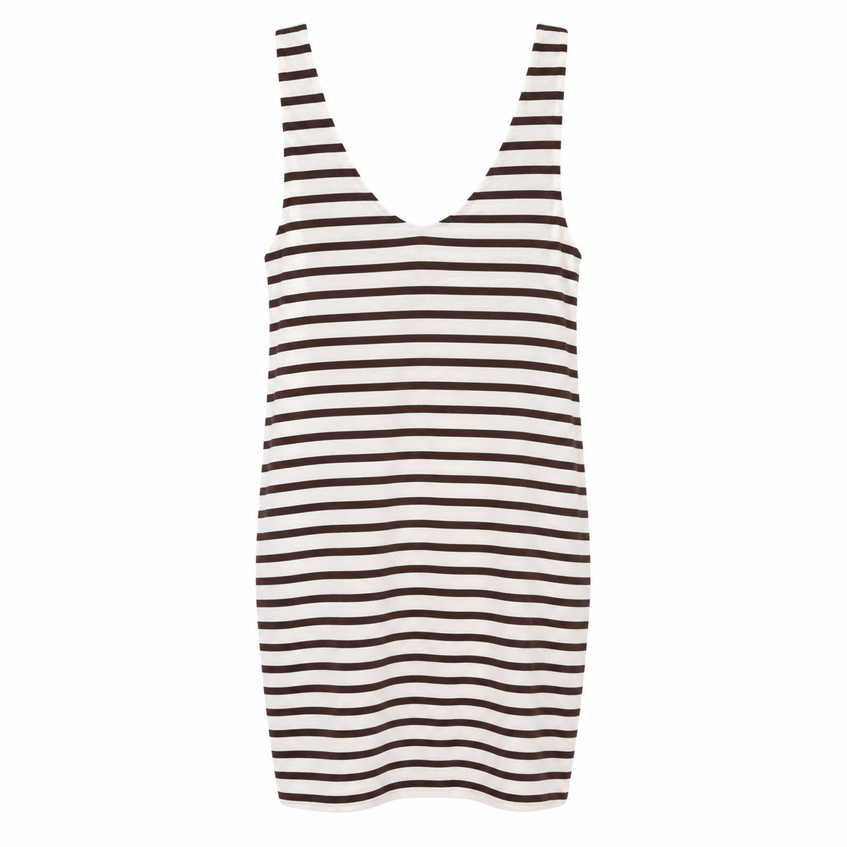 Striped Dress with Floral Brooch