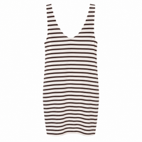 Striped Dress with Floral Brooch