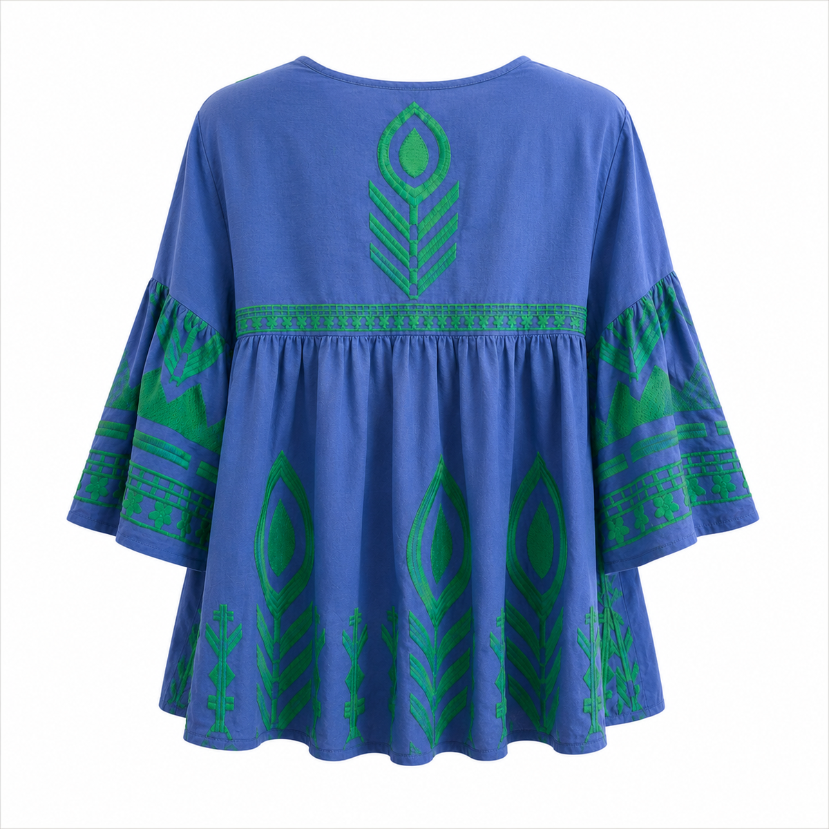 Kori Greek Archaic Feather Tunic Indigo/Green